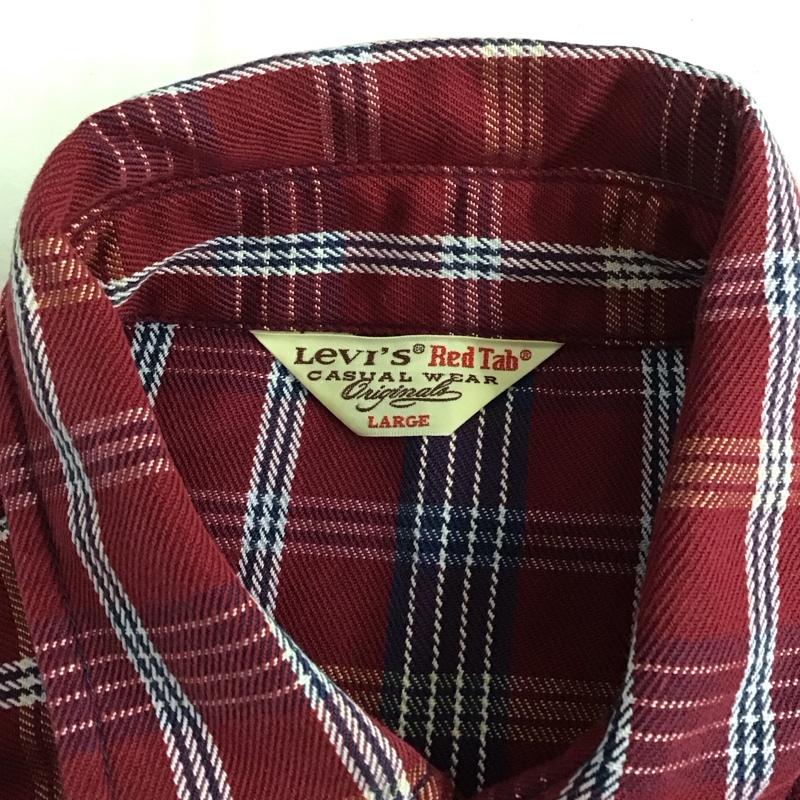 リーバイスレッドタブ Levi s RED TAB シャツ、ブラウス 長袖 ウエスタンシャツ L チェック えんじ / ワインレッド /  メンズ USED 古着 中古 10123296