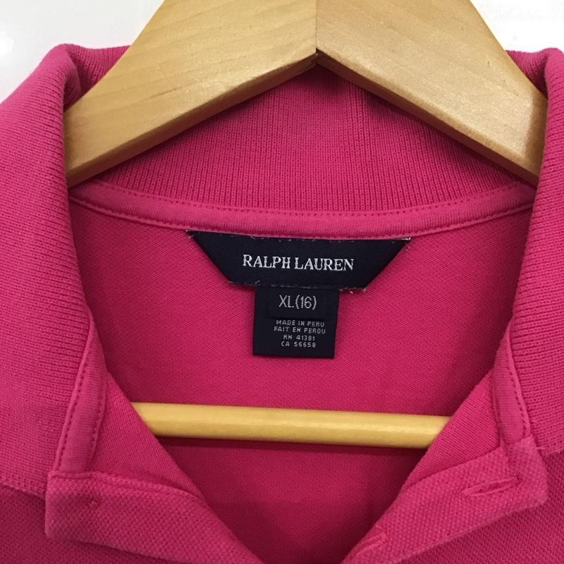 ラルフローレン RALPHLAUREN ポロシャツ 半袖 半袖ポロシャツ カラーシャツ 半袖カットソー XL ロゴ、文字 桃 / ピンク /  レディース USED 古着 中古 10132957