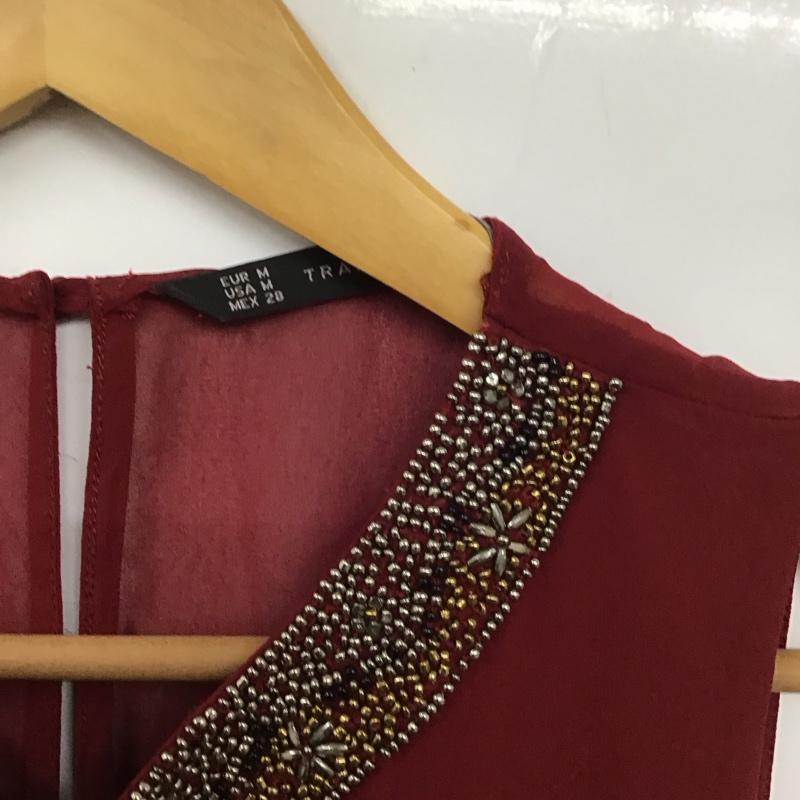 ザラ ZARA ワンピース ひざ丈スカート 0881 227 660 ノースリーブ M  ボルドー / ボルドー /  レディース USED 古着 中古 10131210