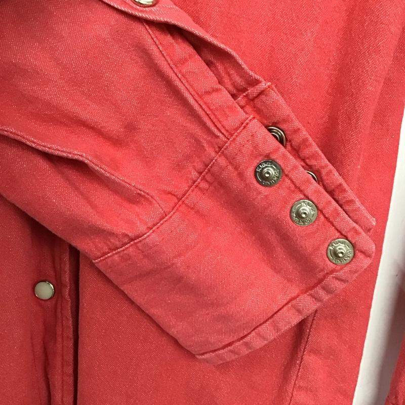 ラングラー Wrangler シャツ、ブラウス 長袖 長袖シャツ 無地シャツ カラーシャツ ウエスタンシャツ ロゴ、文字 赤 / レッド /  メンズ USED 古着 中古 10130753