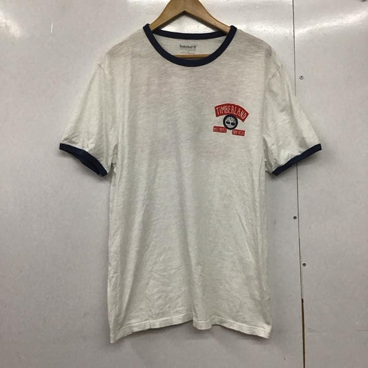 ティンバーランド Timberland Tシャツ 半袖 半袖カットソー プリントTシャツ クルーネックカットソー L ロゴ、文字 白 / ホワイト /  メンズ USED 古着 中古 10141881