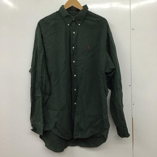 ラルフローレン RALPHLAUREN シャツ、ブラウス 長袖 長袖シャツ 無地シャツ カラーシャツ ボタンダウンシャツ XL ロゴ、文字 緑 / グリーン /  メンズ USED 古着 中古 10140106