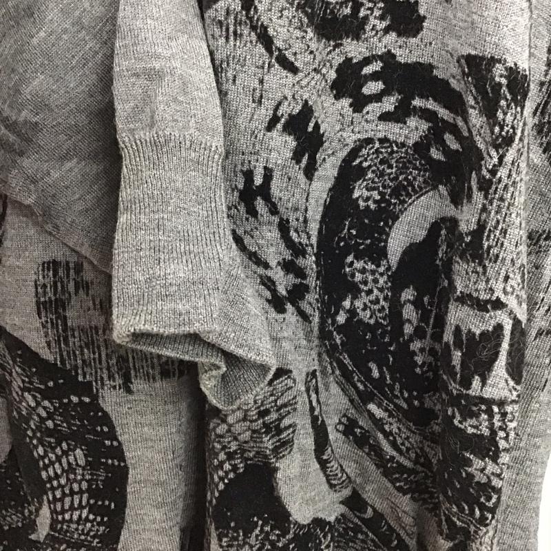 ロベルトカバリ roberto cavalli ニット、セーター 長袖 長袖ニットカットソー クルーネック セーター M 総柄 灰 / グレー /  メンズ USED 古着 中古 10149746