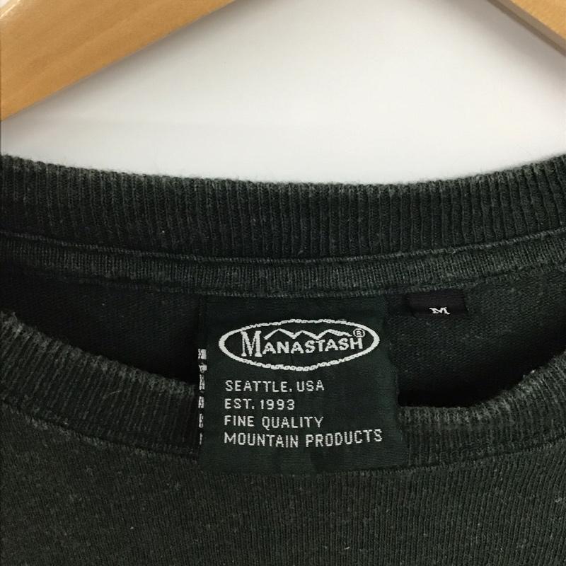 マナスタッシュ MANASTASH カットソー 長袖 長袖カットソー クルーネックカットソー プリントカットソー M ロゴ、文字 緑 / グリーン /  メンズ USED 古着 中古 10133194