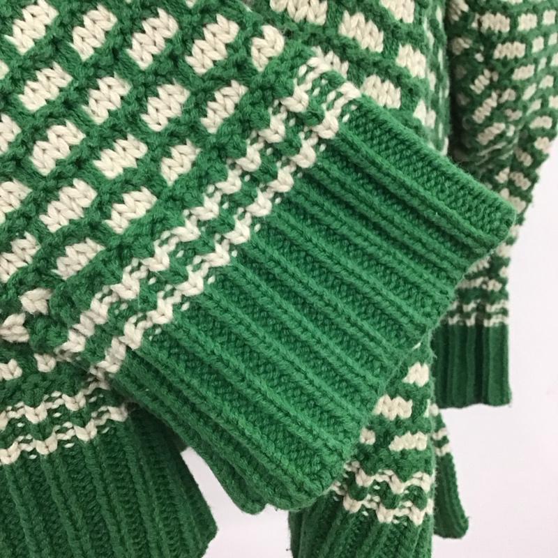 シンプリシテェ Simplicite ニット、セーター 長袖 21-080-700-0099-3-0 深VバイカラーKNITプルオーバー  緑 / グリーン / X オフホワイト / オフホワイト /  レディース USED 古着 中古 10107515