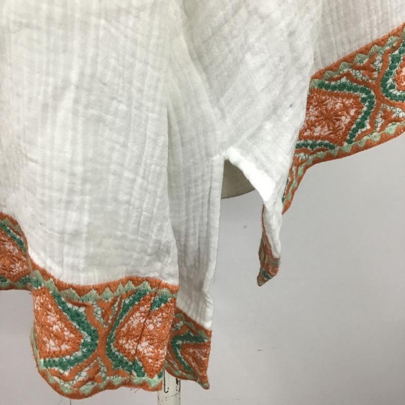 ザラ ZARA カットソー 長袖 4786 278 251 Vネック ガーゼ S 刺繍 白 / ホワイト /  レディース USED 古着 中古 10107157