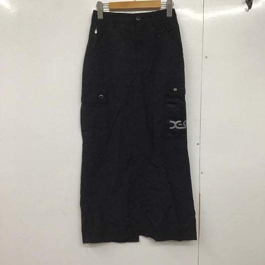 エックスガール X-girl スカート ロングスカート ロングスカート タイトスカート バックスリット 1 ロゴ、文字 黒 / ブラック /  レディース USED 古着 中古 10145392