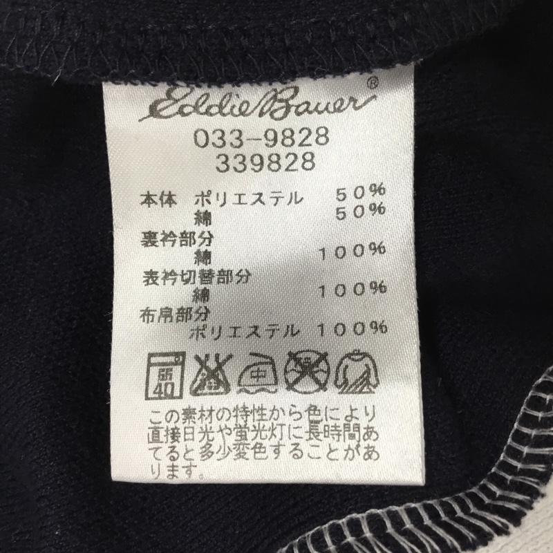 エディーバウアー Eddie Bauer カットソー 半袖 ハーフジップ M ロゴ、文字 白 / ホワイト / X 紺 / ネイビー /  メンズ USED 古着 中古 10117803