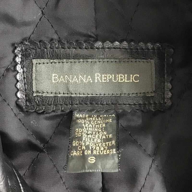 バナナリパブリック BANANA REPUBLIC ジャケット、上着 ジャンパー、ブルゾン レザージャケット カジュアルジャケット カラージャケット S 無地 黒 / ブラック /  メンズ USED 古着 中古 10103963