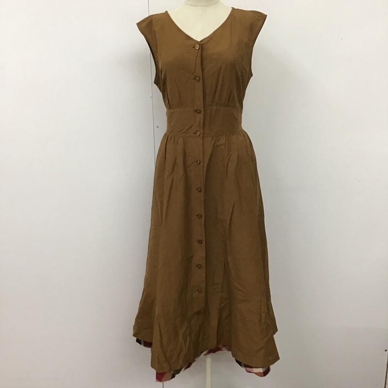 ブルーレーベル・クレストブリッジ BLUE LABEL CRESTBRIDGE ワンピース ロングスカート 55J62-225-42 ノースリーブ 前開き 38 チェック 茶 / ブラウン /  レディース USED 古着 中古 10122643