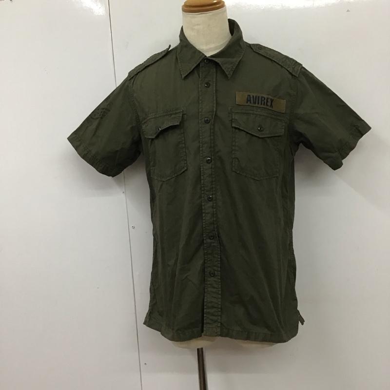アヴィレックス AVIREX シャツ、ブラウス 半袖 6195032 ミリタリー XL ロゴ、文字 カーキ / カーキ /  メンズ USED 古着 中古 10112676