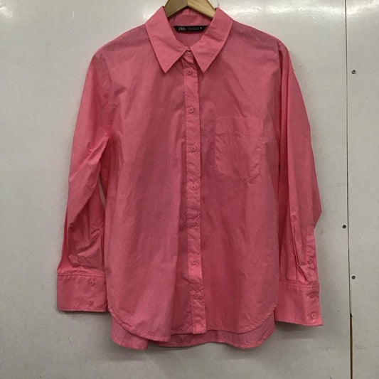 ザラ ZARA シャツ、ブラウス 長袖 7890 730 637 スリット M 無地 桃 / ピンク /  レディース USED 古着 中古 10139579