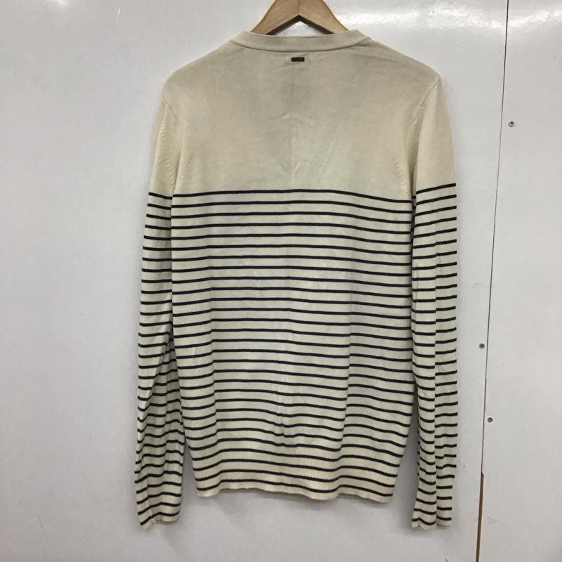 ジースターロゥ G-STAR RAW カーディガン 長袖 長袖ニットカーディガン 前ボタン ノーカラー M ボーダー柄 白 / ホワイト / X 紺 / ネイビー /  メンズ USED 古着 中古 10132687