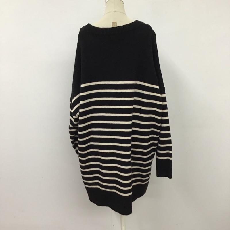 ザラ ZARA ニット、セーター 長袖 9667 125 105 クルーネック M ボーダー柄 黒 / ブラック / X 白 / ホワイト /  レディース USED 古着 中古 10121878