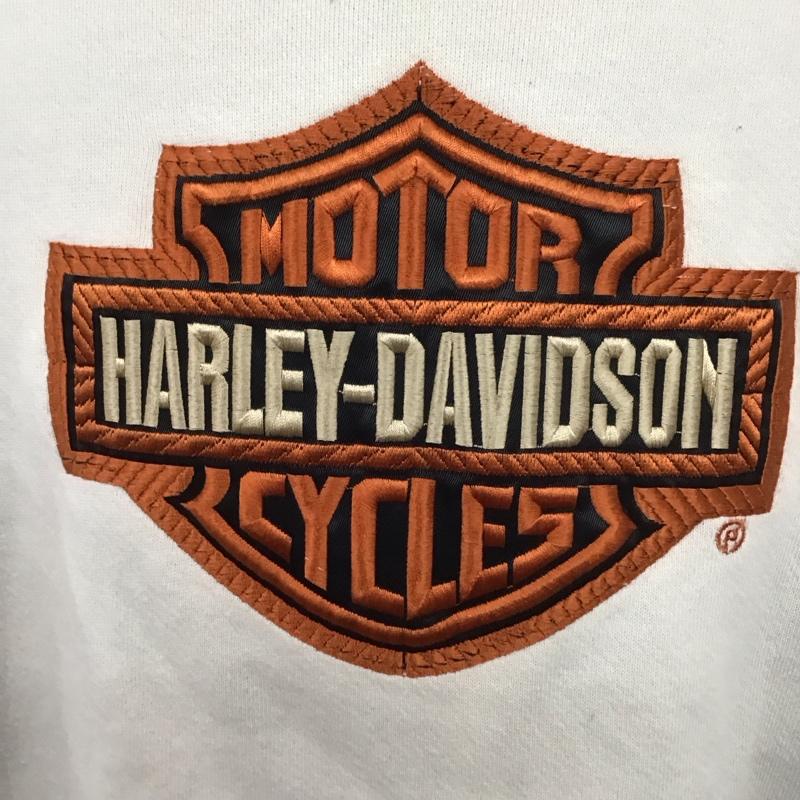 ハーレーダビッドソン Harley-Davidson トレーナー 長袖 長袖トレーナー スウェット クルーネック リブスウェットカットソー 古着 XL ロゴ、文字 ベージュ / ベージュ /  メンズ USED 古着 中古 10124109