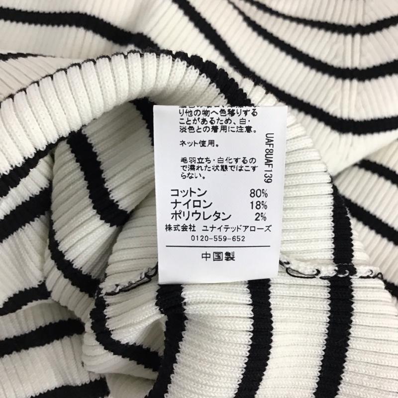 ワンオブマイン 1_OF MINE カーディガン 長袖 3528-105-0783 フォルムリブ クルーネック ボーダー柄 白 / ホワイト / X 黒 / ブラック /  レディース USED 古着 中古 10120342