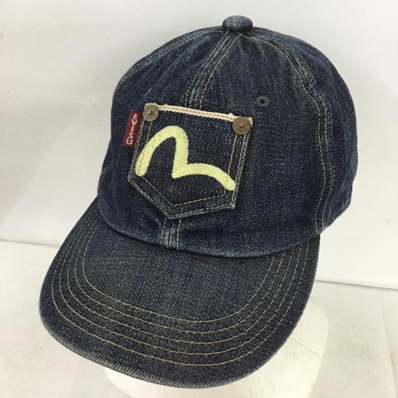 エヴィス EVISU 帽子 キャップ デニムキャップ ポケット ワンポイント 青 / ブルー /  メンズ USED 古着 中古 10148870