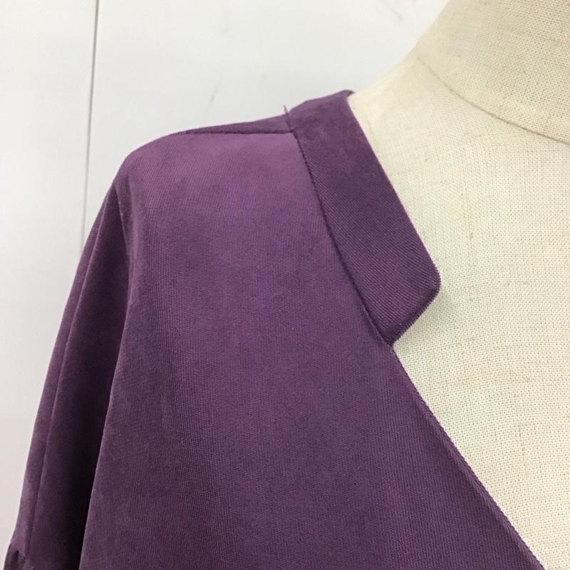 ダブルクローゼット w closet ワンピース ロングスカート 303874 Vネック ウエストドロストワンピース 長袖 無地 紫 / パープル /  レディース USED 古着 中古 10112141