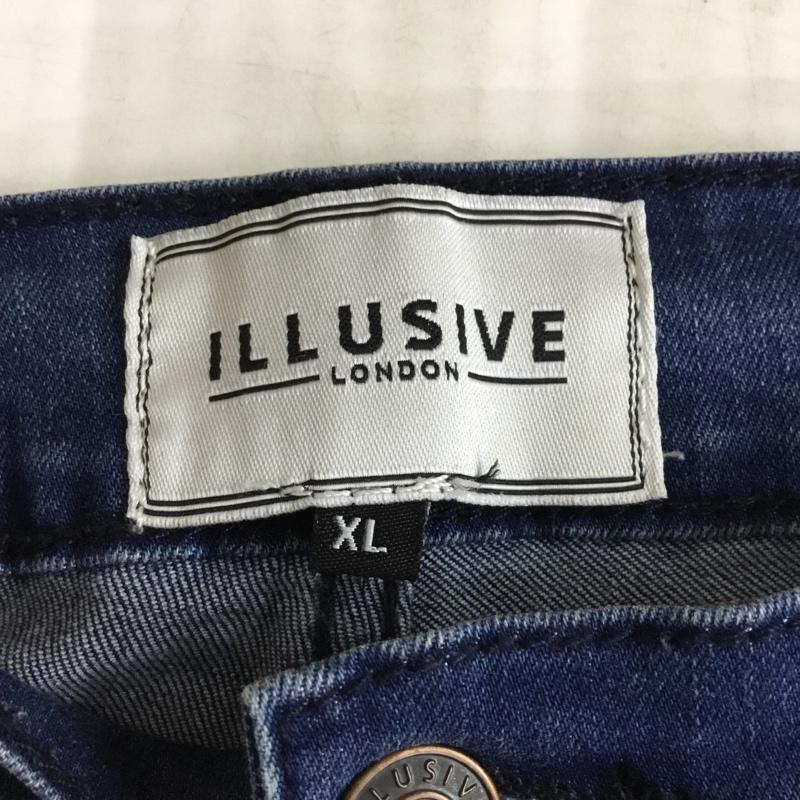 イルシブロンドン ILLUSIVE LONDON パンツ デニム、ジーンズ デニムパンツ スリムパンツ ダメージ加工パンツ ストレッチパンツ XL ダメージ加工 インディゴ / インディゴ /  メンズ USED 古着 中古 10117701