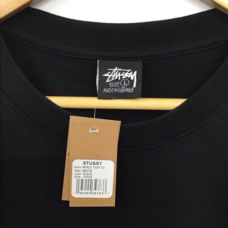 ステューシー STUSSY Tシャツ 半袖 半袖カットソー プリントTシャツ クルーネックカットソー L ロゴ、文字 黒 / ブラック /  メンズ USED 古着 中古 10136246