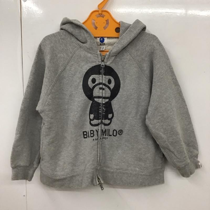 ベイプキッズ BAPEKIDS パーカー 長袖 BABY MILO フルジップ キッズ 110cm プリント 灰 / グレー /  ボーイズ USED 古着 中古 10116794