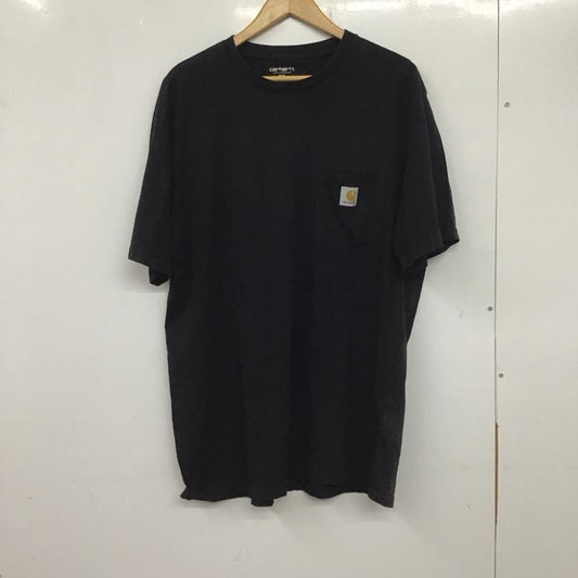カーハート Carhartt Tシャツ 半袖 半袖カットソー プリントTシャツ クルーネックカットソー XXL 無地 黒 / ブラック /  メンズ USED 古着 中古 10137666