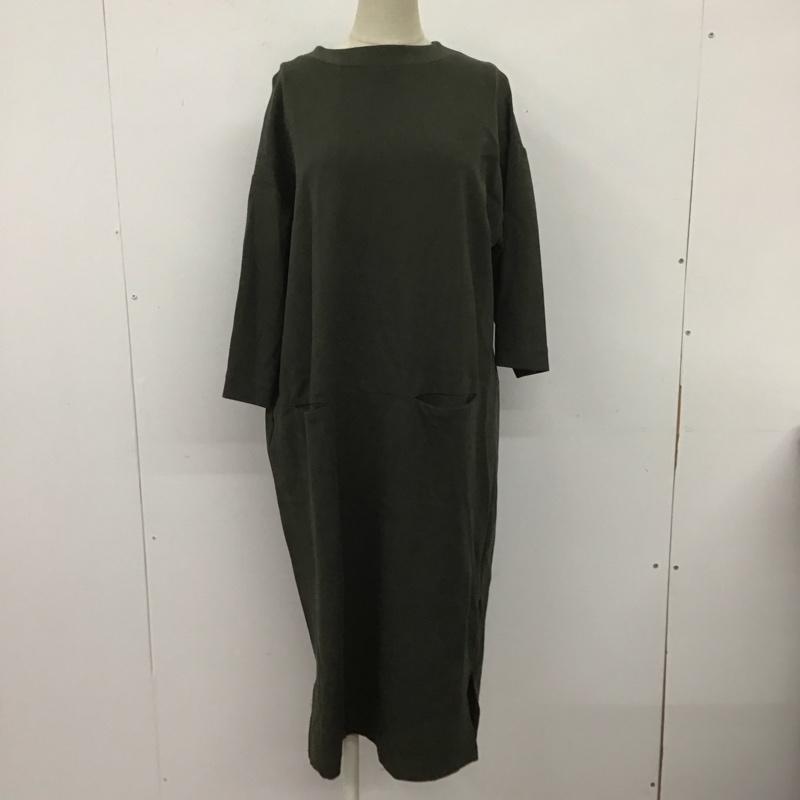 ビームス ハート BEAMS HEART ワンピース ロングスカート 43-26-1264-138 七分袖 モックネック 無地 カーキ / カーキ /  レディース USED 古着 中古 10108608