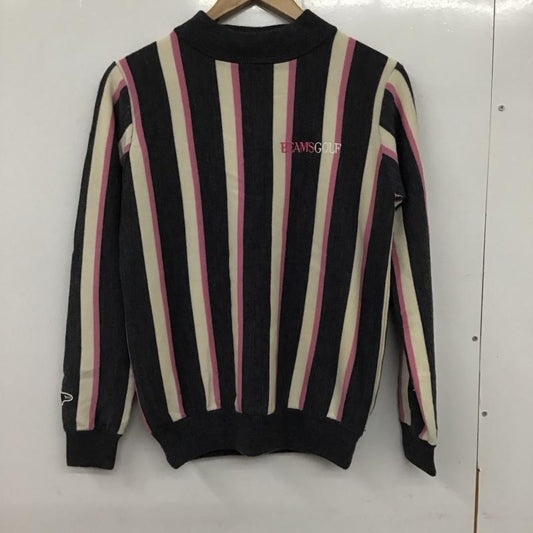ビームスゴルフ BEAMS GOLF ニット、セーター 長袖 長袖ニットカットソー クルーネック セーター L ストライプ 灰 / グレー / X 桃 / ピンク / X ベージュ / ベージュ /  レディース USED 古着 中古 10135441