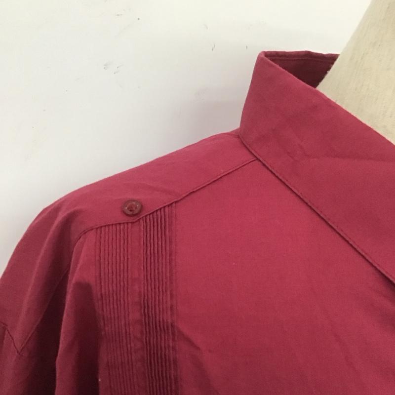 モヒート MOJITO シャツ、ブラウス 長袖 4X プリーツ 無地 えんじ / ワインレッド /  メンズ USED 古着 中古 10107655