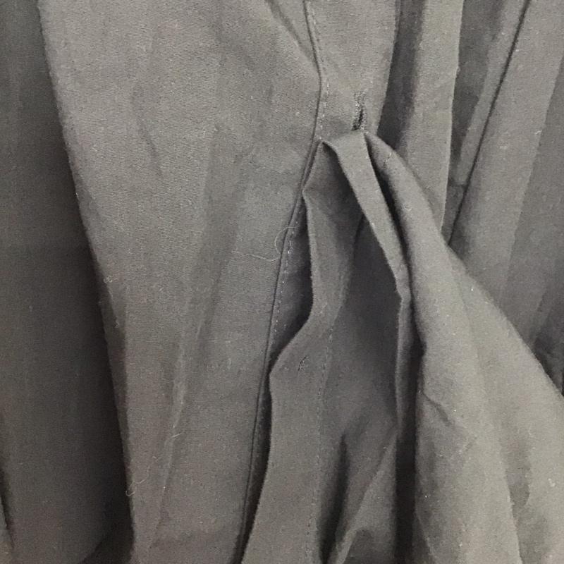ザラ ZARA ワンピース ロングスカート 3666 021 800 バンドカラー フレンチスリーブ XL 無地 黒 / ブラック /  レディース USED 古着 中古 10130443