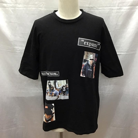 ガリスアディクション GALLIS ADDICTION Tシャツ 半袖 半袖カットソー プリントTシャツ クルーネックカットソー 3 プリント 黒 / ブラック /  メンズ USED 古着 中古 10118387