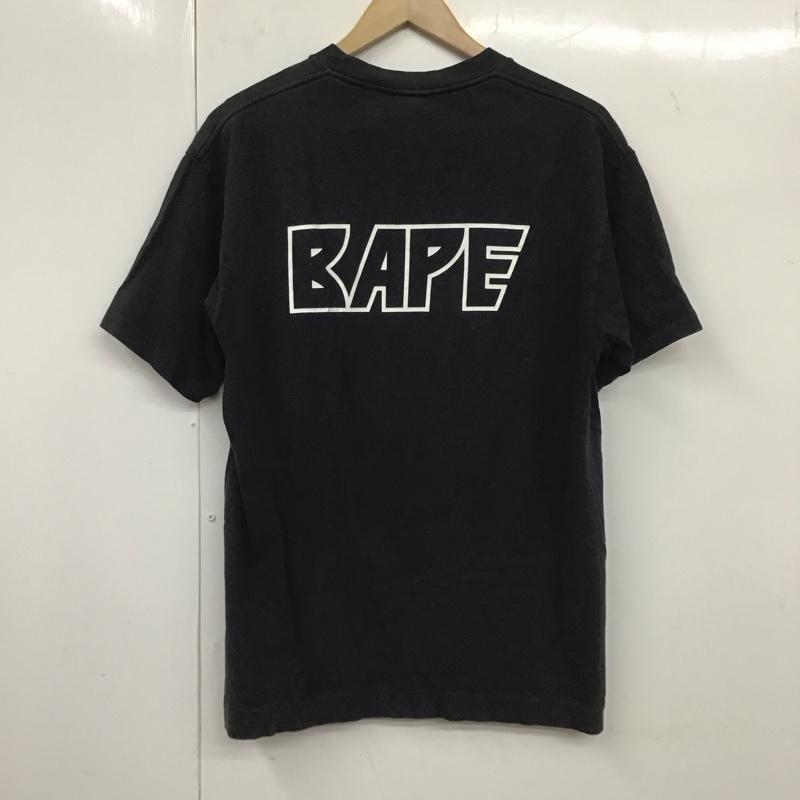 ベイプ BAPE Tシャツ 半袖 半袖カットソー プリントTシャツ クルーネックカットソー L ロゴ、文字 黒 / ブラック /  メンズ USED 古着 中古 10132610