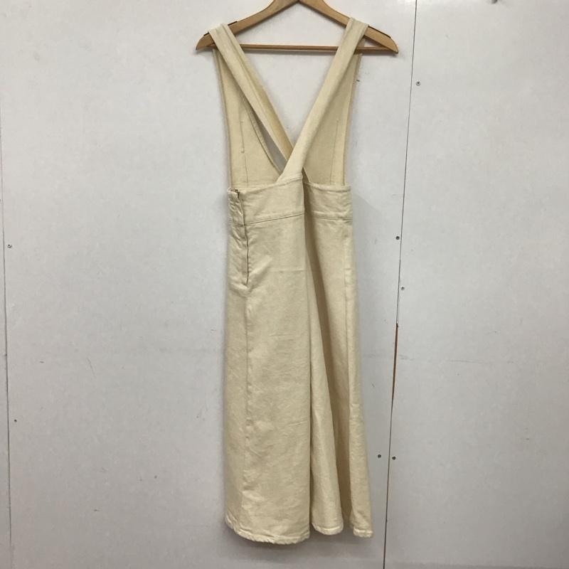 ザラ ZARA ワンピース ロングスカート デニムワンピース ジャンパースカート オールインワン M 無地 アイボリー / アイボリー /  レディース USED 古着 中古 10143722