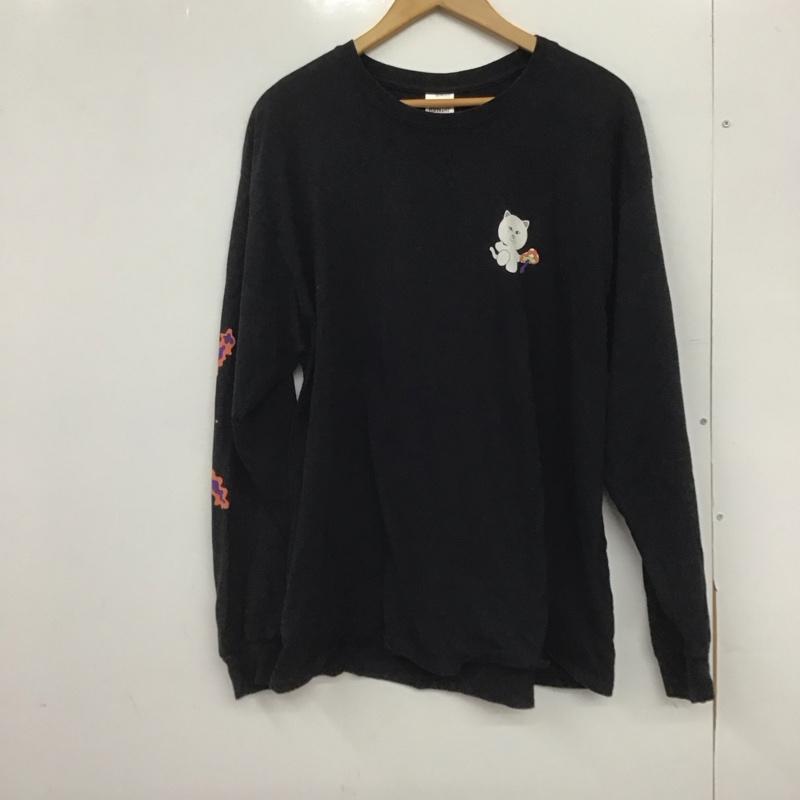 リップンディップ RIPNDIP カットソー 長袖 長袖カットソー プリントカットソー クルーネック XL プリント 黒 / ブラック /  メンズ USED 古着 中古 10148086