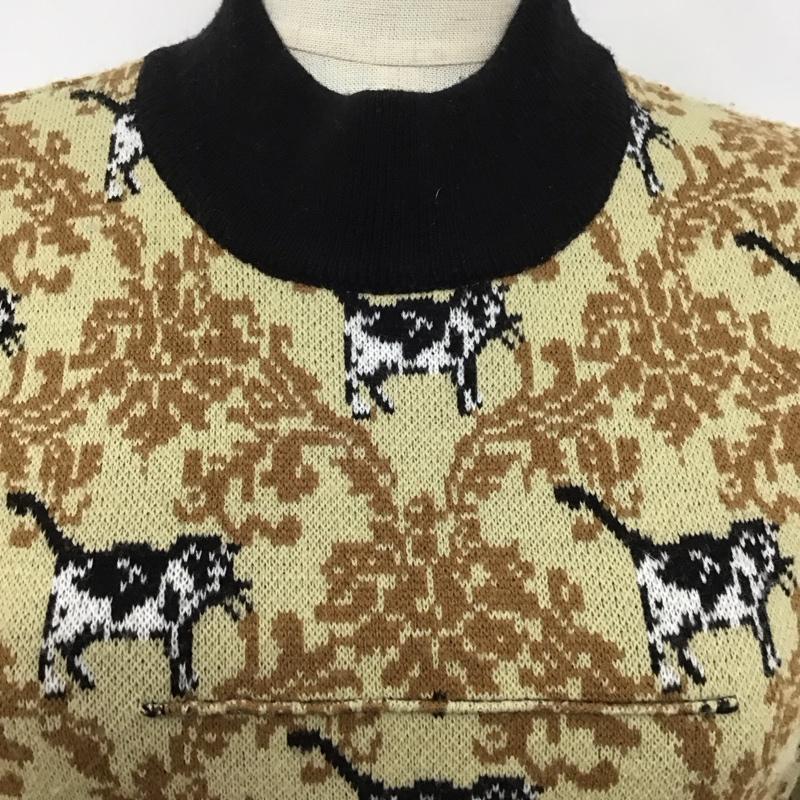 ジーユー GU ニット、セーター 長袖 gu×undercover コラボ 長袖ニットカットソー ショート丈ニットカットソー S プリント ベージュ / ベージュ /  レディース USED 古着 中古 10108830
