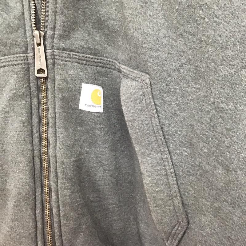 カーハート Carhartt パーカー 長袖 ジップアップパーカー 長袖パーカー カジュアルジャケット スウェット XXL ロゴ、文字 灰 / グレー /  メンズ USED 古着 中古 10143424