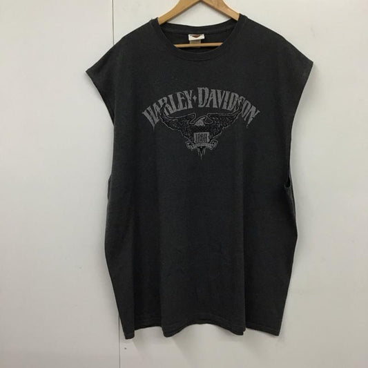 ハーレーダビッドソン Harley-Davidson タンクトップ タンクトップ ノースリーブカットソー プリントTシャツ クルーネックカットソー タンクトップ プリント 灰 / グレー /  メンズ USED 古着 中古 10131497