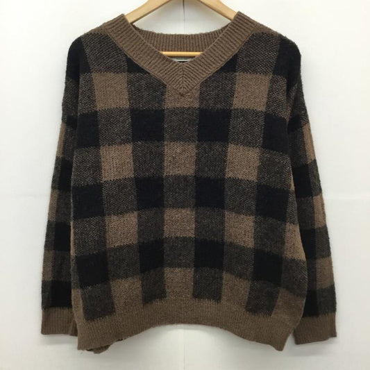 アースミュージックアンドエコロジー earth music&ecology ニット、セーター 長袖 10184CB2050 FREE チェック 黒 / ブラック / X 茶 / ブラウン /  レディース USED 古着 中古 10142549