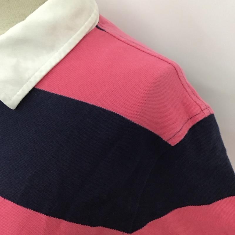 ブルックスブラザーズ BROOKS BROTHERS ポロシャツ 半袖 ワイドボーダー L ワンポイント 桃 / ピンク / X 紺 / ネイビー /  レディース USED 古着 中古 10116490