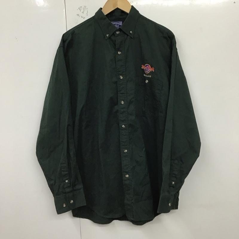 ハードロックカフェ HARD ROCK CAFE シャツ、ブラウス 長袖 ボタンダウンシャツ L 無地 緑 / グリーン /  メンズ USED 古着 中古 10128563