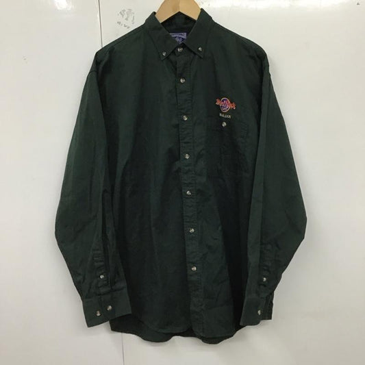 ハードロックカフェ HARD ROCK CAFE シャツ、ブラウス 長袖 ボタンダウンシャツ L 無地 緑 / グリーン /  メンズ USED 古着 中古 10128563
