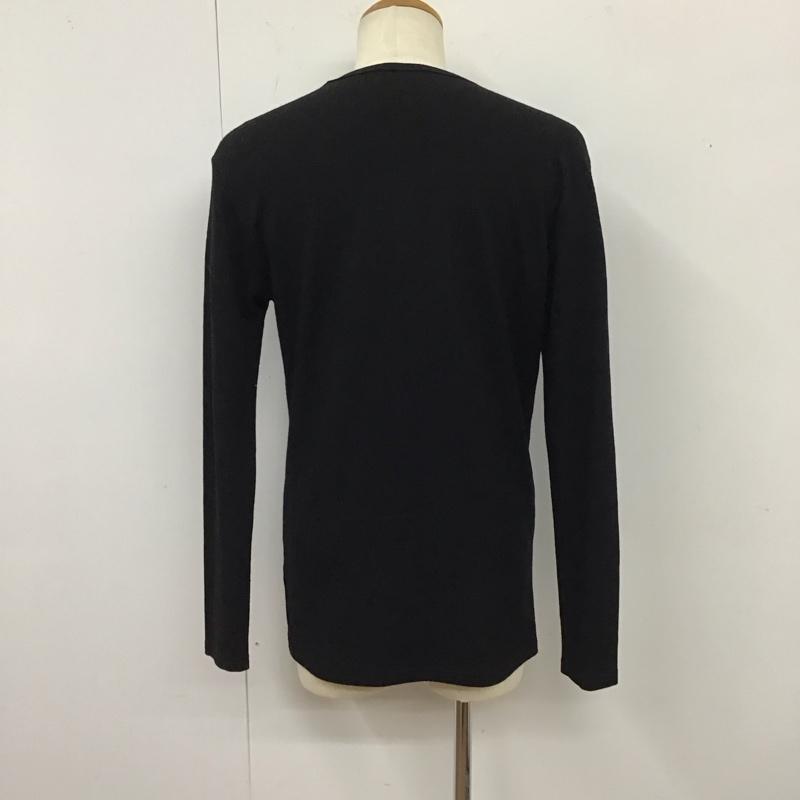 アトウ a ato o, カットソー 長袖 AM17C-T14 ウール クルーネック 48 無地 黒 / ブラック /  メンズ USED 古着 中古 10120753