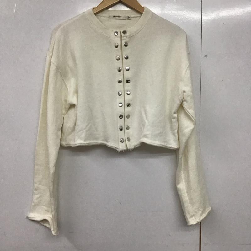 マウジー MOUSSY カーディガン 長袖 010FS780-0030 BUTTON UP CROPPED CD クロップドカーディガン スウェット FREE 無地 白 / ホワイト /  レディース USED 古着 中古 10143813