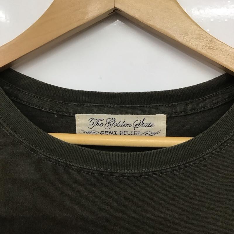 レミ レリーフ REMI RELIEF Tシャツ 半袖 クルーネック 胸ポケット コットン L 無地 カーキ / カーキ /  メンズ USED 古着 中古 10145212