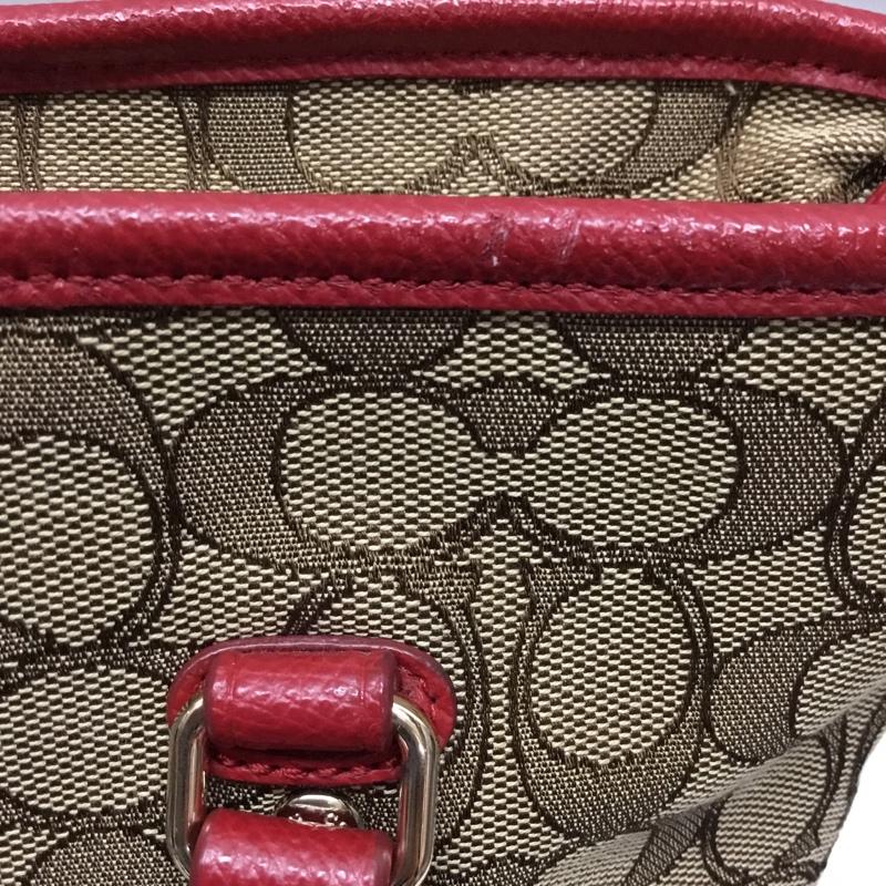 コーチ COACH トートバッグ トートバッグ F55364 シグネチャー ロゴ、文字 赤 / レッド / X ベージュ / ベージュ /  レディース USED 古着 中古 10119192