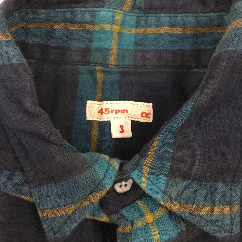 フォーティーファイブアールピーエム 45RPM シャツ、ブラウス 長袖 コットン ガーゼ 3 チェック 紺 / ネイビー / X 緑 / グリーン / X 橙 / オレンジ /  メンズ USED 古着 中古 10118962