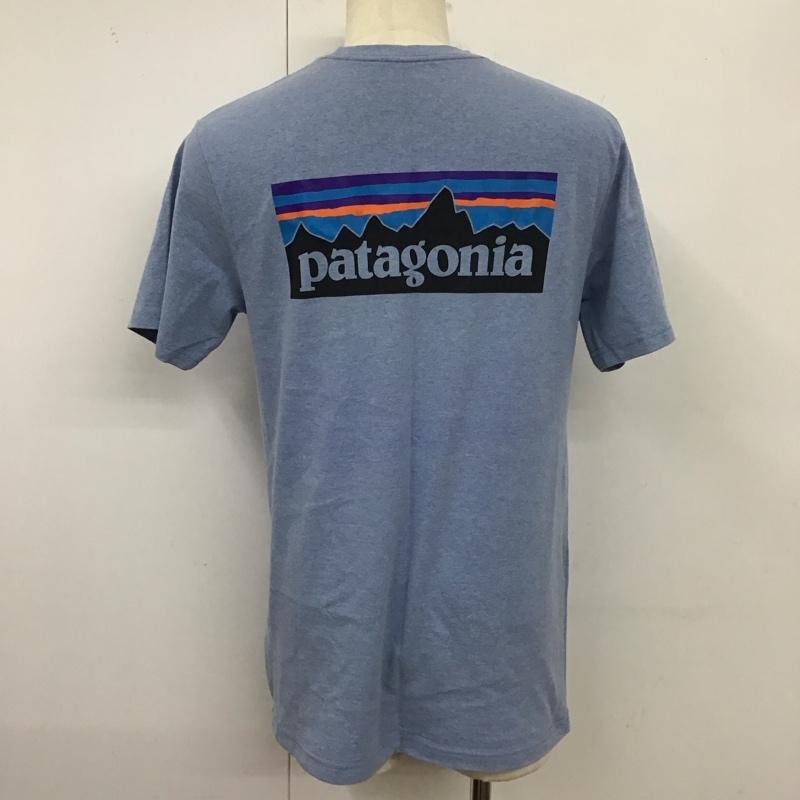 パタゴニア patagonia Tシャツ 半袖 半袖カットソー プリントTシャツ クルーネックカットソー M ロゴ、文字 水色 / ライトブルー /  メンズ USED 古着 中古 10124052