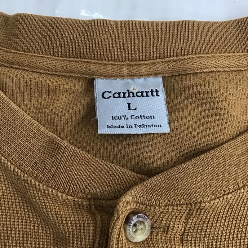 カーハート Carhartt カットソー 長袖 k200brn CottonLongSleeveHenleyShirt 長袖Tシャツ ヘンリーネックカットソー L 無地 茶 / ブラウン /  メンズ USED 古着 中古 10111630