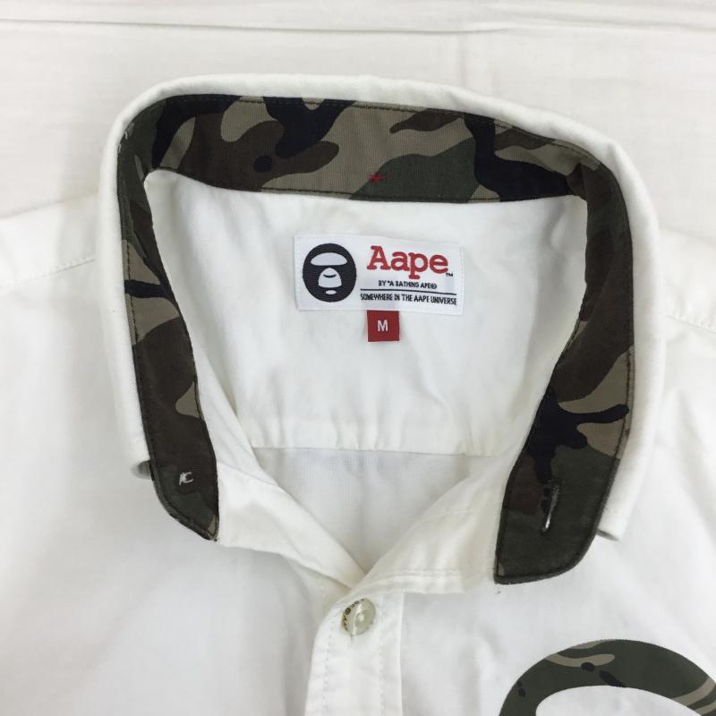 エーエイプバイアベイシングエイプ AAPE BY A BATHING APE シャツ、ブラウス 長袖 M ロゴ、文字 白 / ホワイト /  メンズ USED 古着 中古 10135126
