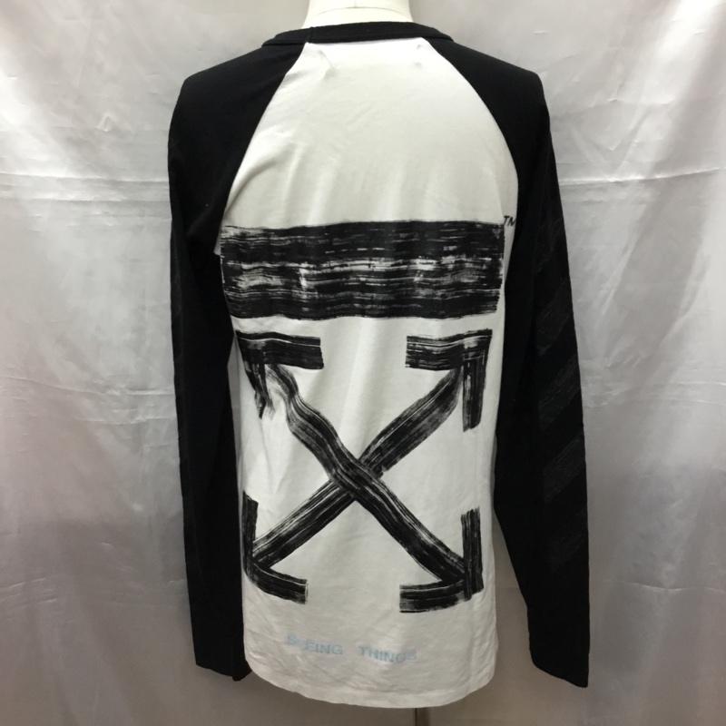 オフホワイト Off-White カットソー 長袖 omab008f17185030 長袖Tシャツ ラグラン S ロゴ、文字 白 / ホワイト / X 黒 / ブラック /  メンズ USED 古着 中古 10114814